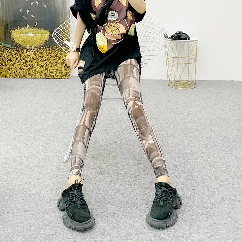 Women's Green Camo Mesh Leggings High Waist Summer - Image 35