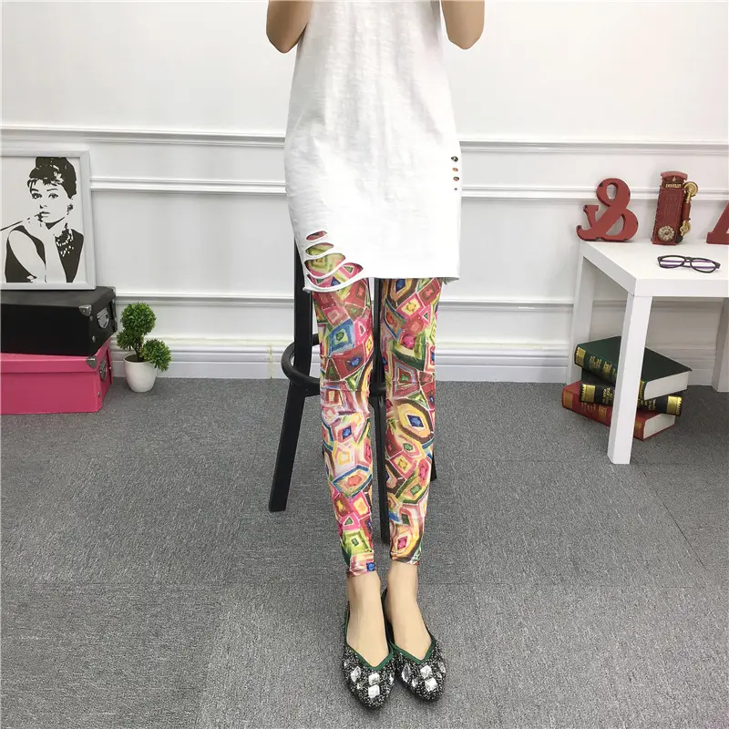 Women's Green Camo Mesh Leggings High Waist Summer - Image 4