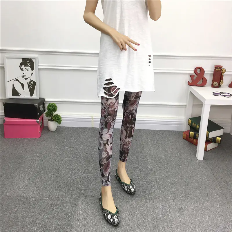 Women's Green Camo Mesh Leggings High Waist Summer - Image 5
