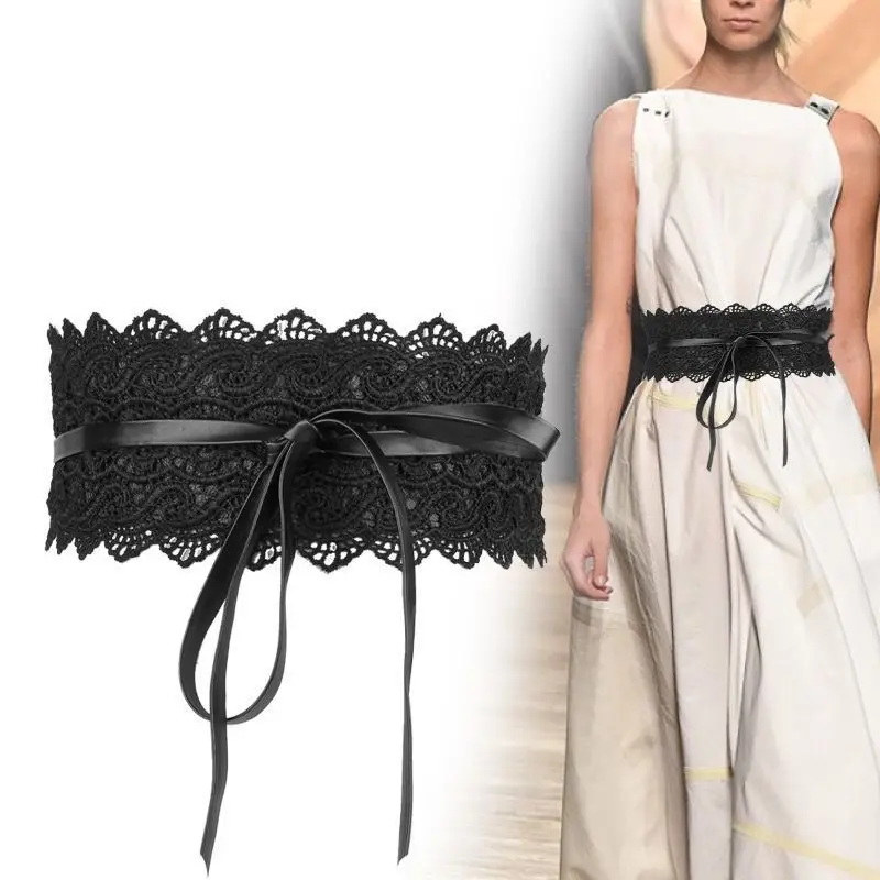 Black Lace Waist Strap for Women's Dress - Image 9