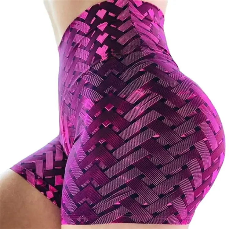 Purple Printed Woven Yoga Shorts CM571 - Image 4