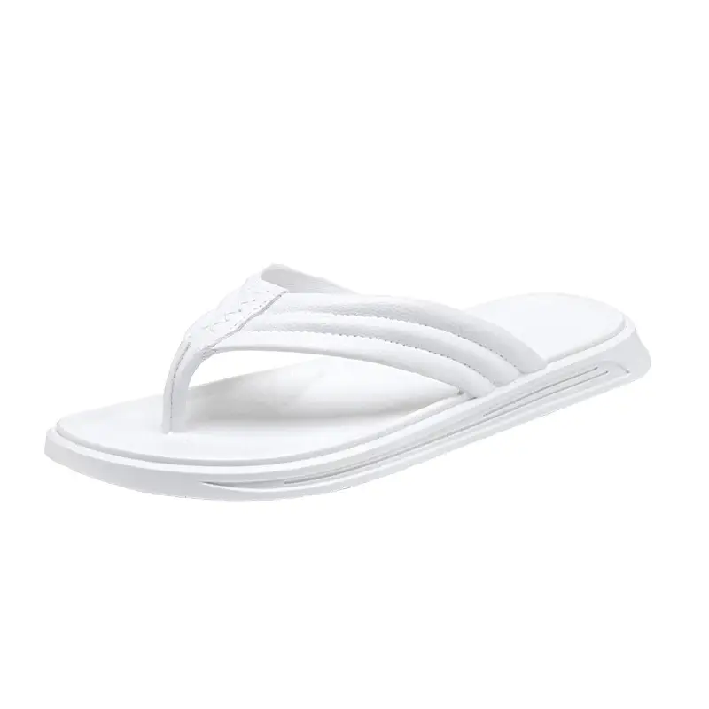 White Casual Beach Flip Flops for Men