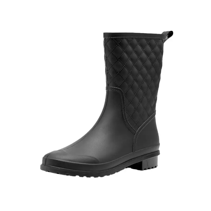Cross-Border Women's Mid-Calf Waterproof Rain Boots, Plaid Rain Boots, Non-Slip Overshoes, Low-Heeled Water Boots, Pvc Rubber Shoes, Non-Slip and Wear-Resistant - Image 8