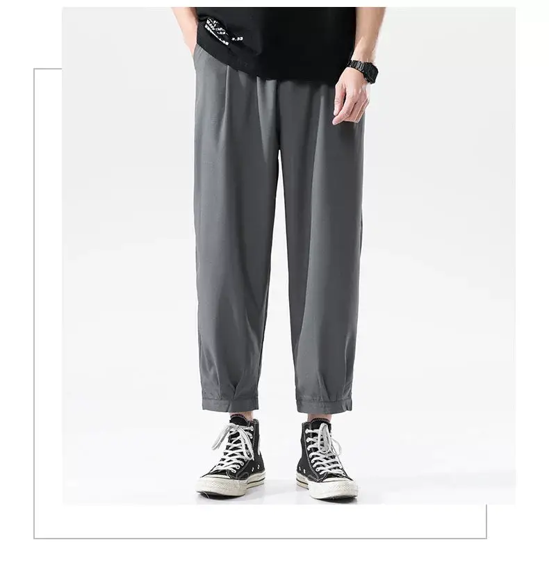 Men's Light Ice Silk Cropped Casual Pants — feature 11