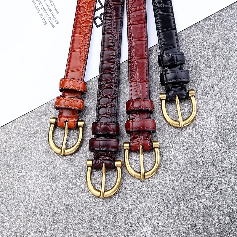 Women's Crocodile Belt All-match Jeans Western Fitted Dress - Image 6