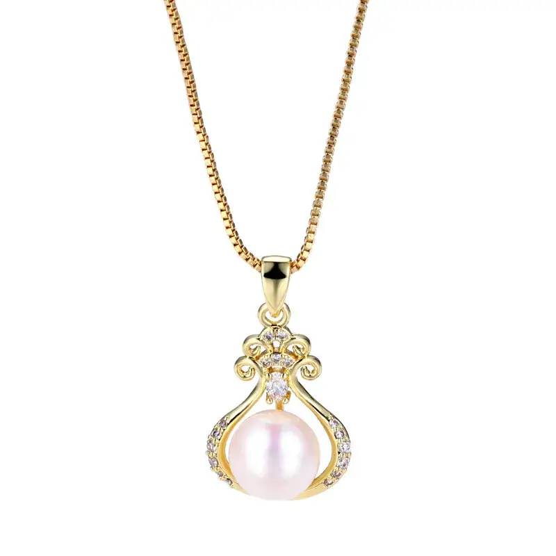 Korean Style Pearl Pendant with Zircon Frame - Image 7