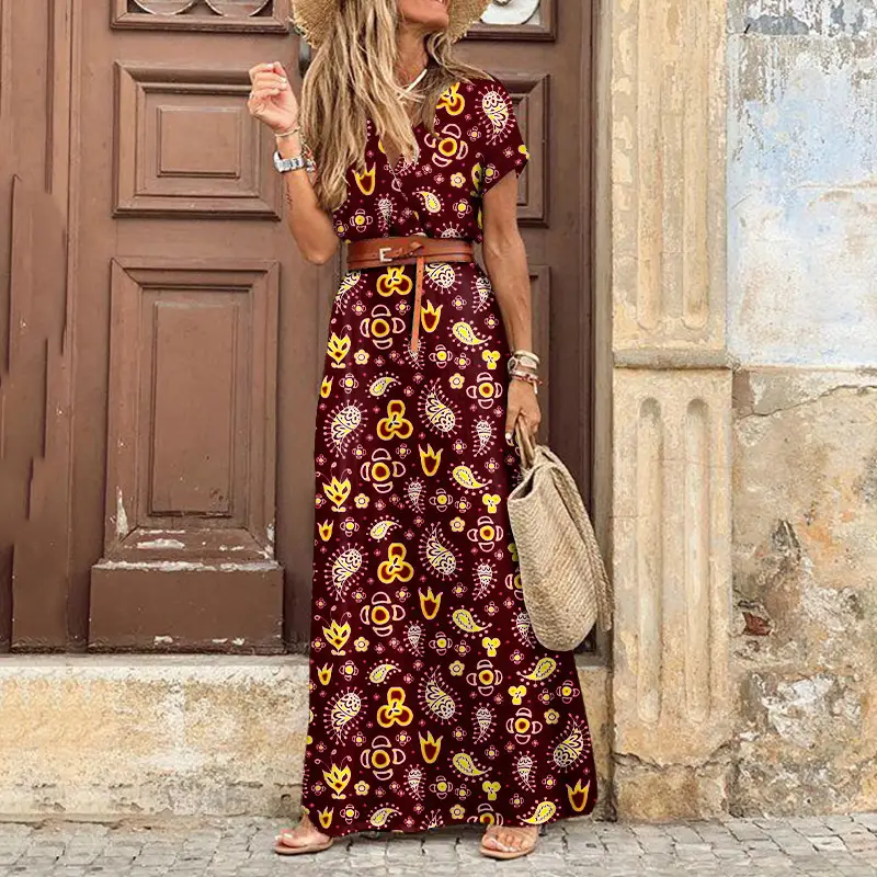 Bohemian Floral V-Neck Dress for Women