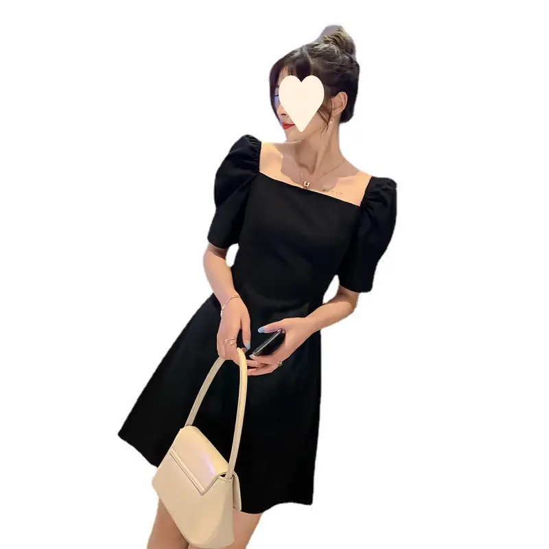 Off-Shoulder Black Puff Sleeve Dress for Women - Image 6