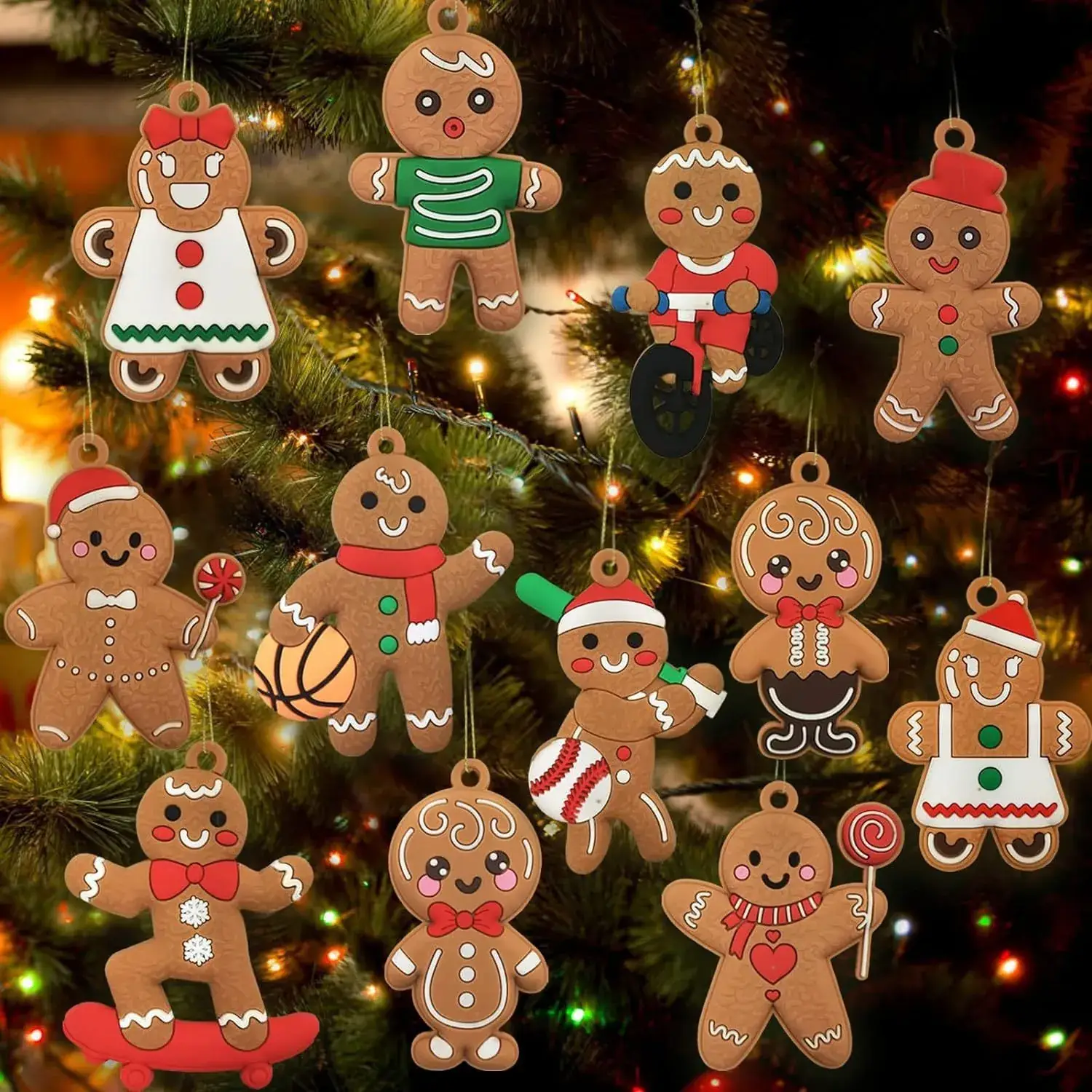 2024 Christmas Hanging Ornaments Set Snowflakes Gloves Christmas Decor - Image 2