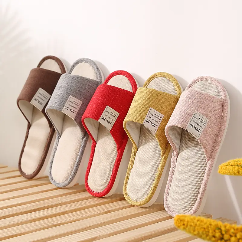 Simple Home Slippers for All Seasons, Made of Linen Fabric, Suitable for Men and Women, Couples, Cotton and Linen, Breathable, Hollowed-Out, Comfortable for Wooden Floors - Image 8