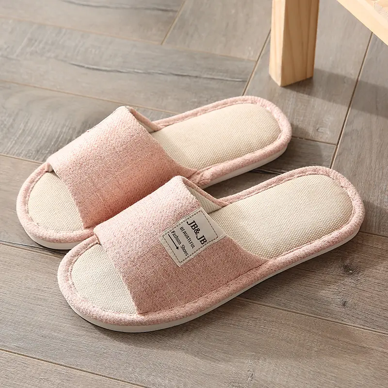 Simple Home Slippers for All Seasons, Made of Linen Fabric, Suitable for Men and Women, Couples, Cotton and Linen, Breathable, Hollowed-Out, Comfortable for Wooden Floors - Image 5