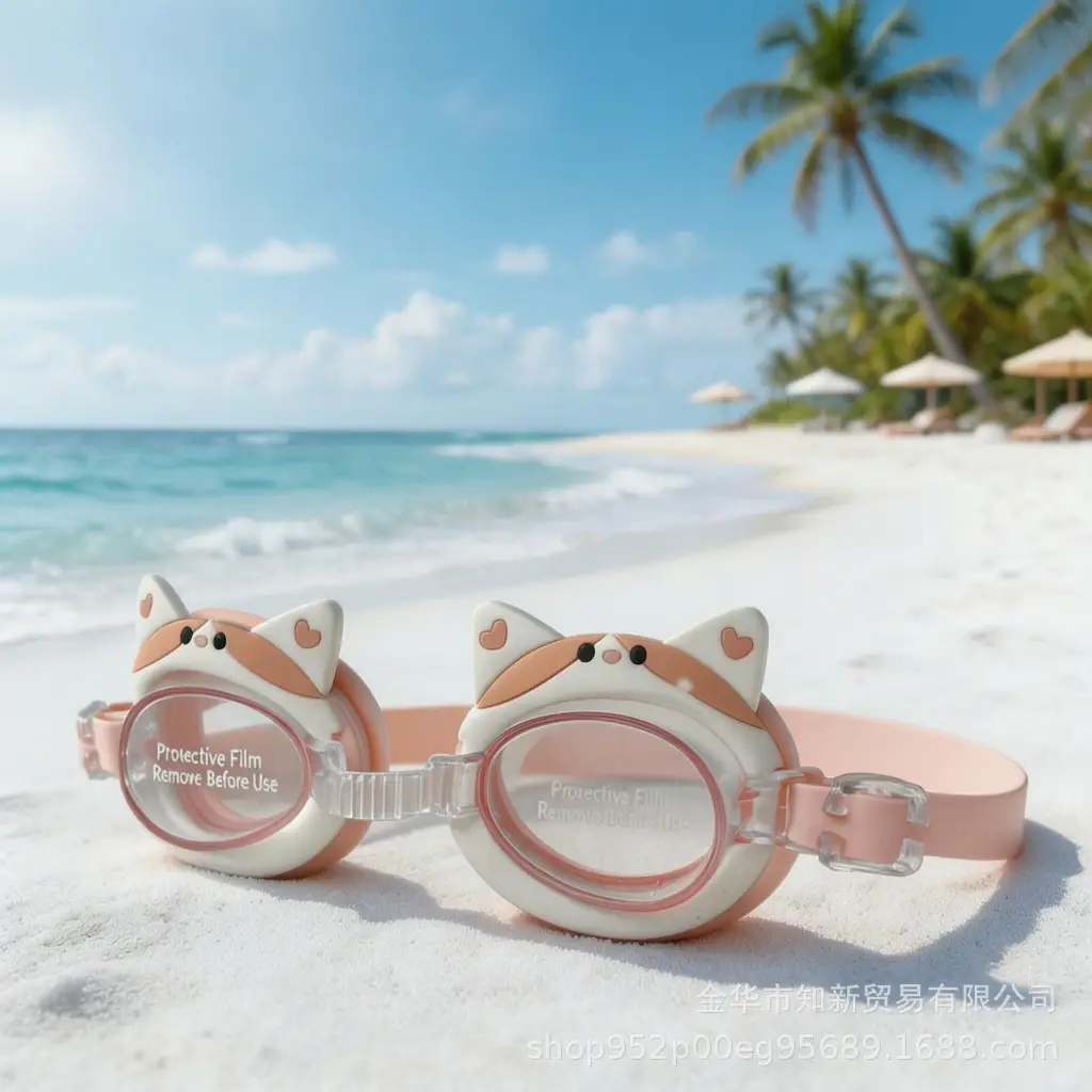 Cartoon Swimming Goggles, Children's Swimming Goggles Equipment, High-Definition Waterproof and Anti-Fog Silicone Goggles, Transparent Cross-Border Shipping