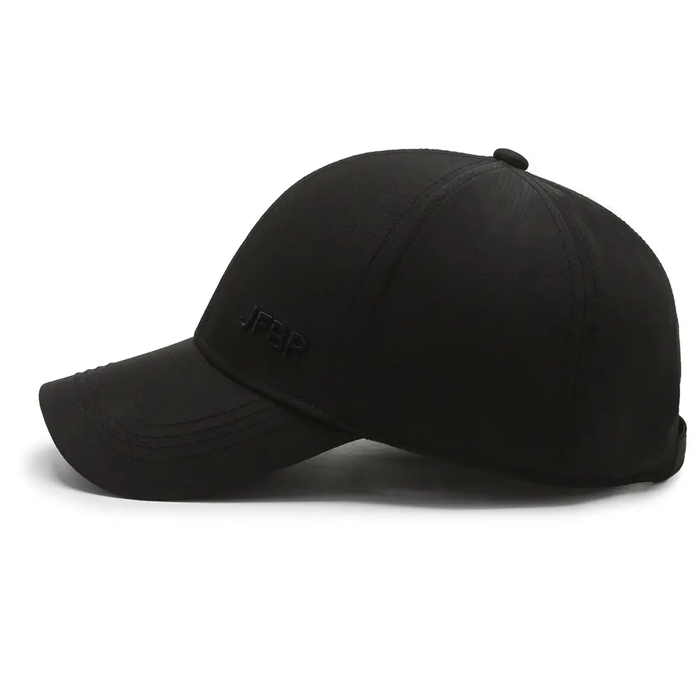 Men Adjustable Black Baseball Cap with Brand Logo - Image 6