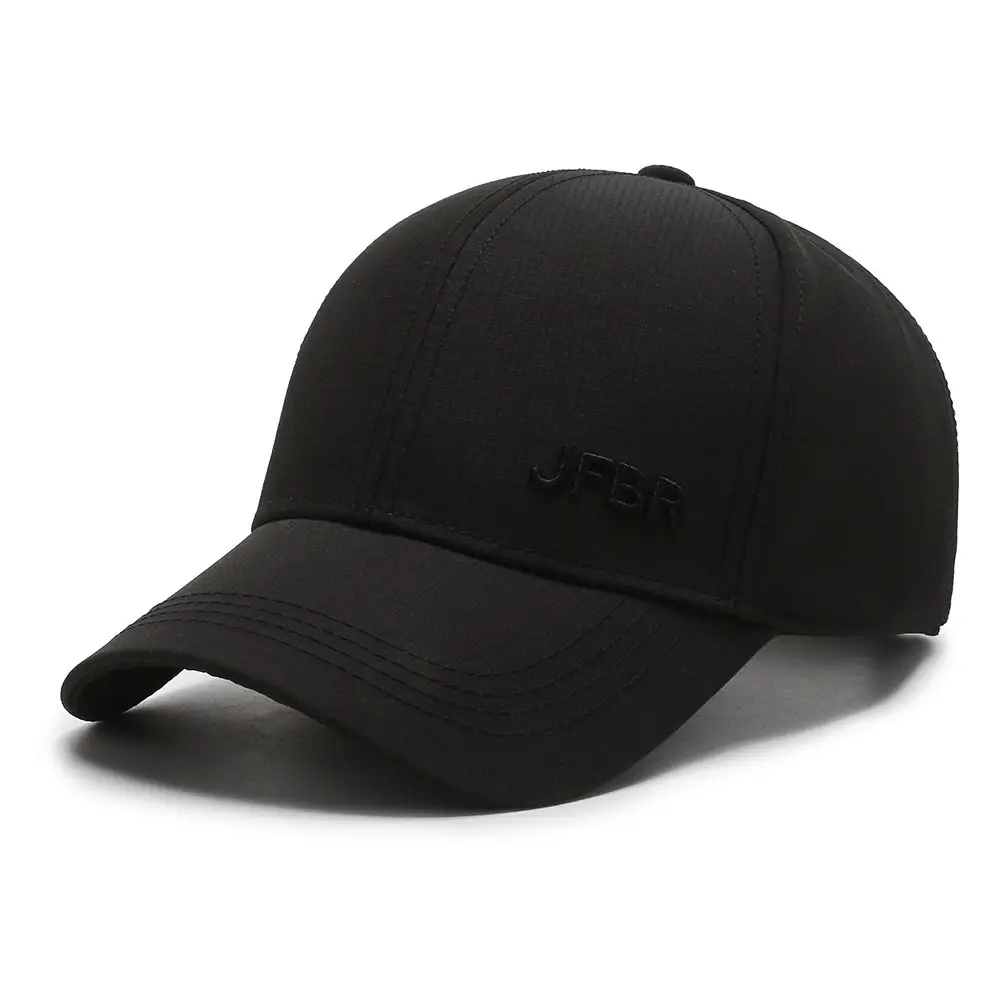 Men Adjustable Black Baseball Cap with Brand Logo - Image 2