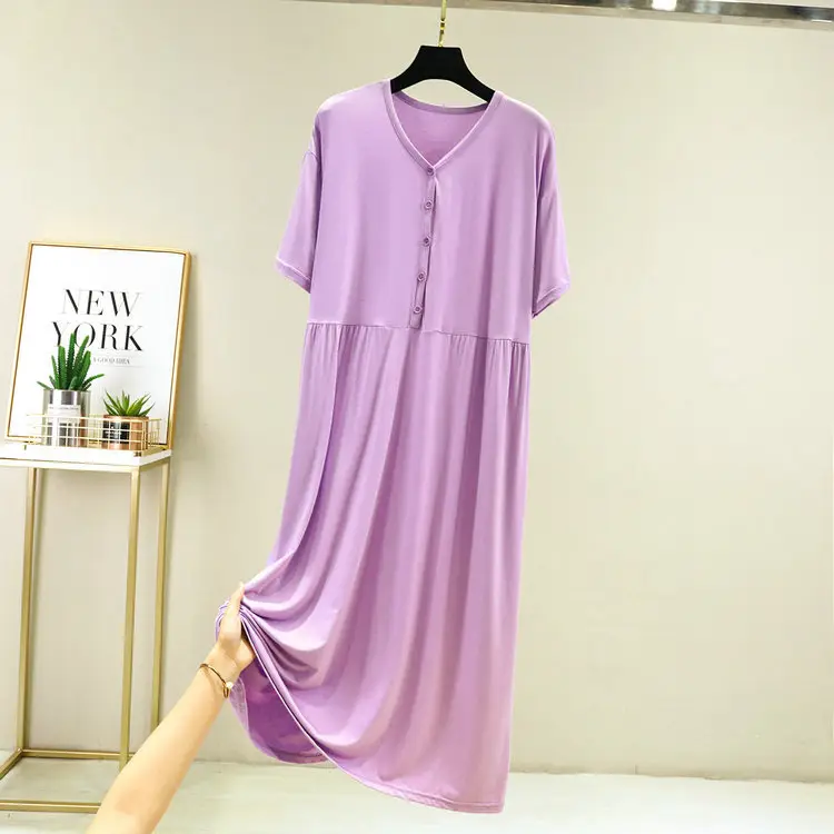 Women's Modal V-Neck Dress Multi Color Loose Fit - Image 11