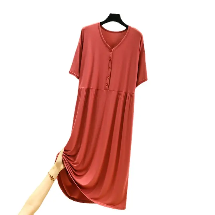 Women's Modal V-Neck Dress Multi Color Loose Fit - Image 14