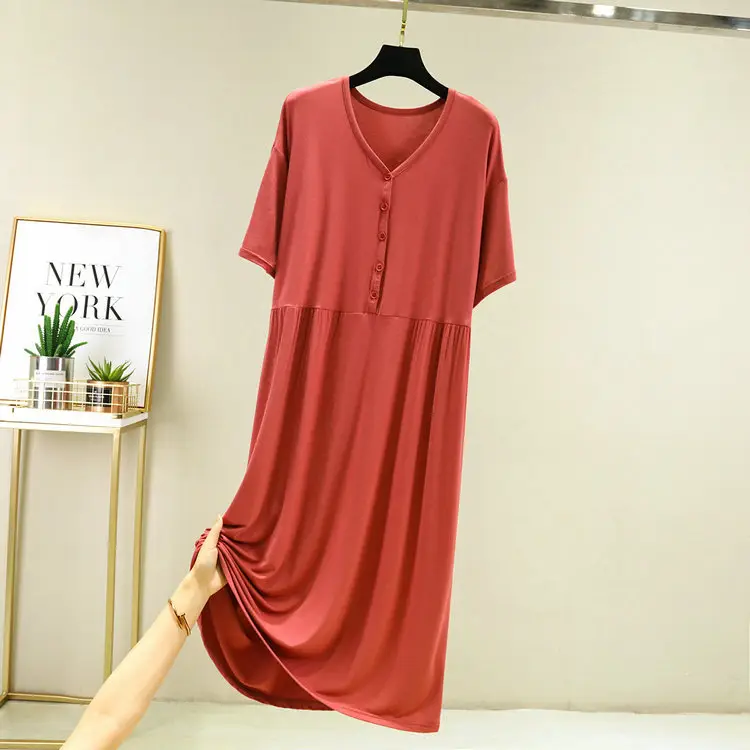 Women's Modal V-Neck Dress Multi Color Loose Fit - Image 5