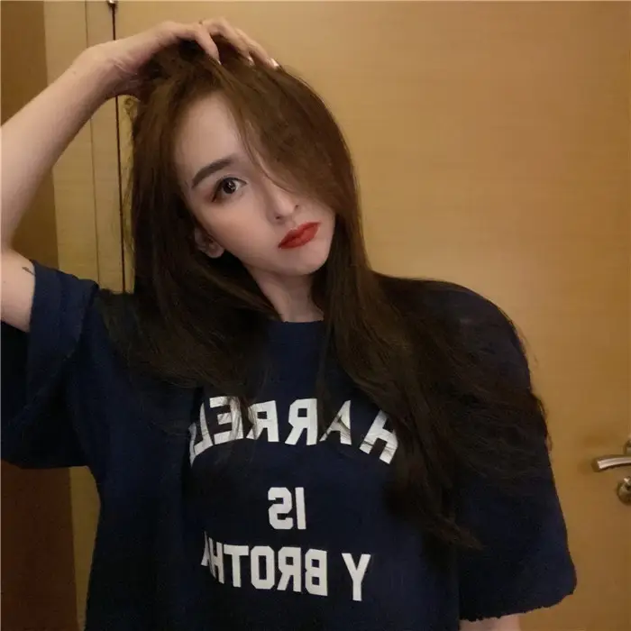 Harajuku Style Letter T-Shirt Women 2025 Gray Loose Sleeve — feature 4