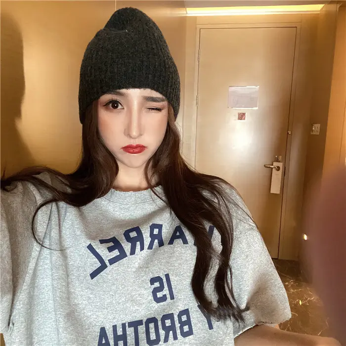 Harajuku Style Letter T-Shirt Women 2025 Gray Loose Sleeve — feature 44