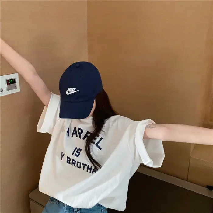 Harajuku Style Letter T-Shirt Women 2025 Gray Loose Sleeve — feature 51