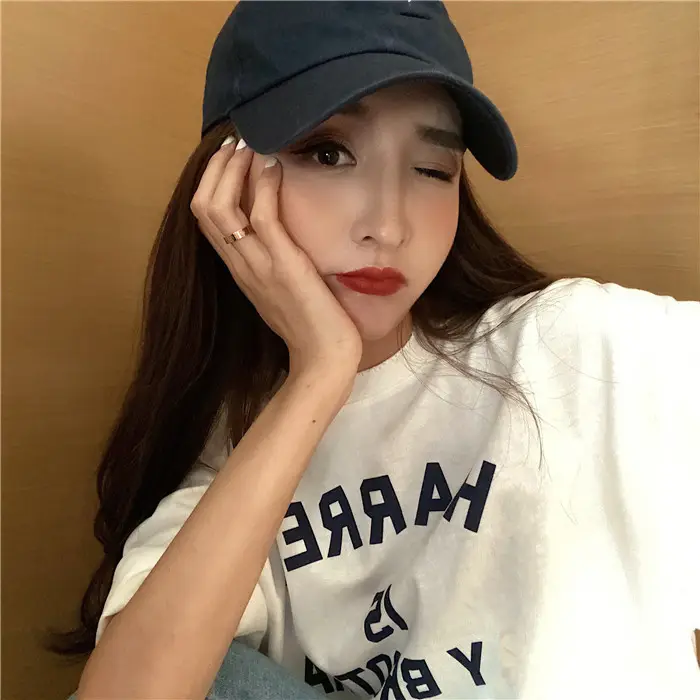 Harajuku Style Letter T-Shirt Women 2025 Gray Loose Sleeve — feature 62