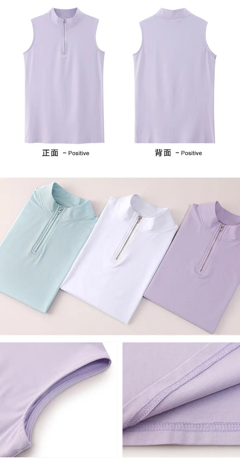 Women White Zipper T-shirt Summer Top Slim Fit Cotton — feature 7
