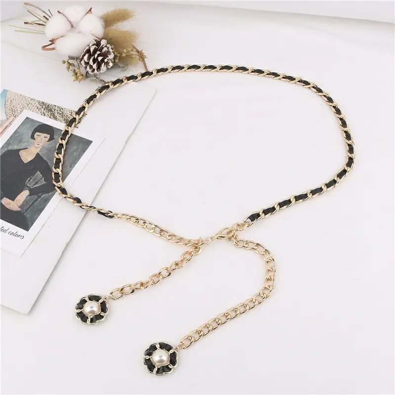 Gold Pearl Belt for Women's Skirt Summer Wear