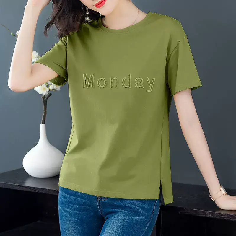 2025 Korean Short Sleeve T-Shirt Women Monday Red — feature 4