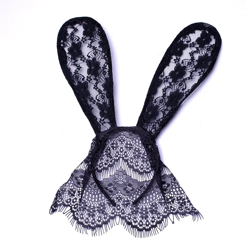 Black Lace Cat Ears Headband Eye Mask for Women - Image 3