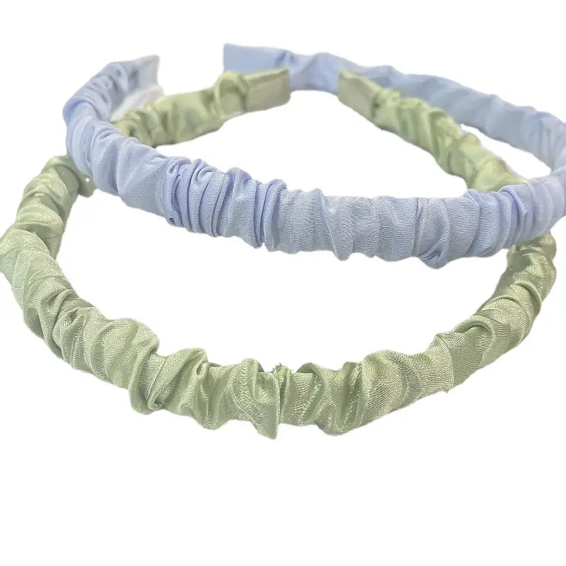 Women's Korean Style Satin Pleated Hair Hoop Green