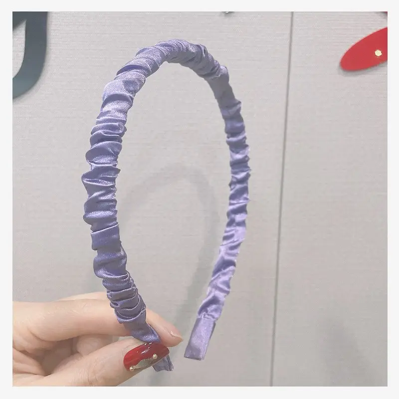 Women's Korean Style Satin Pleated Hair Hoop Green