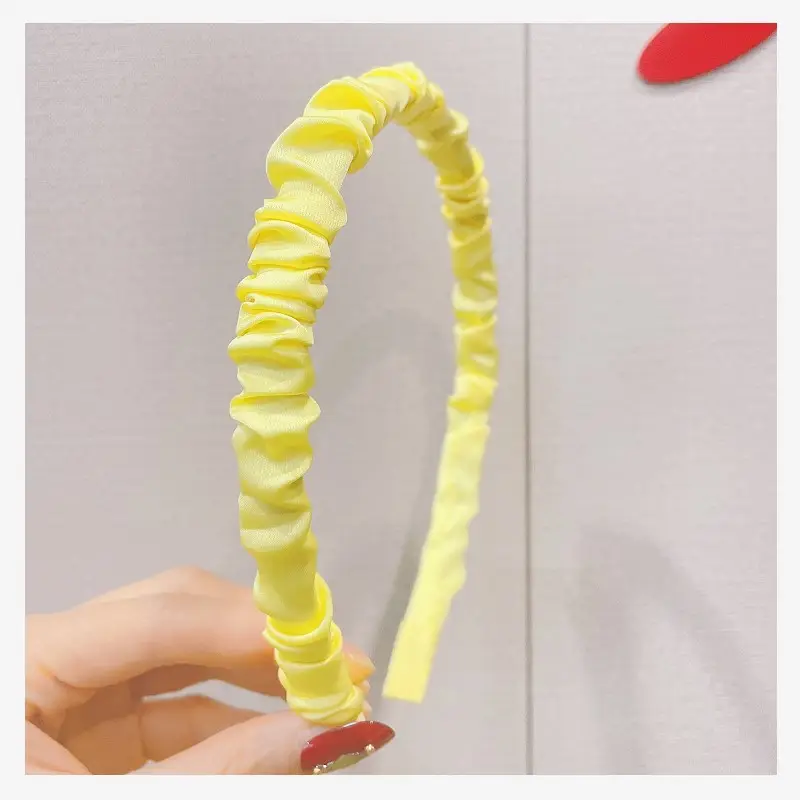 Women's Korean Style Satin Pleated Hair Hoop Green