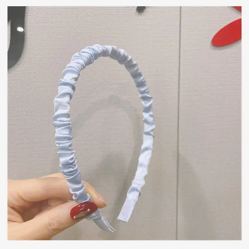 Women's Korean Style Satin Pleated Hair Hoop Green