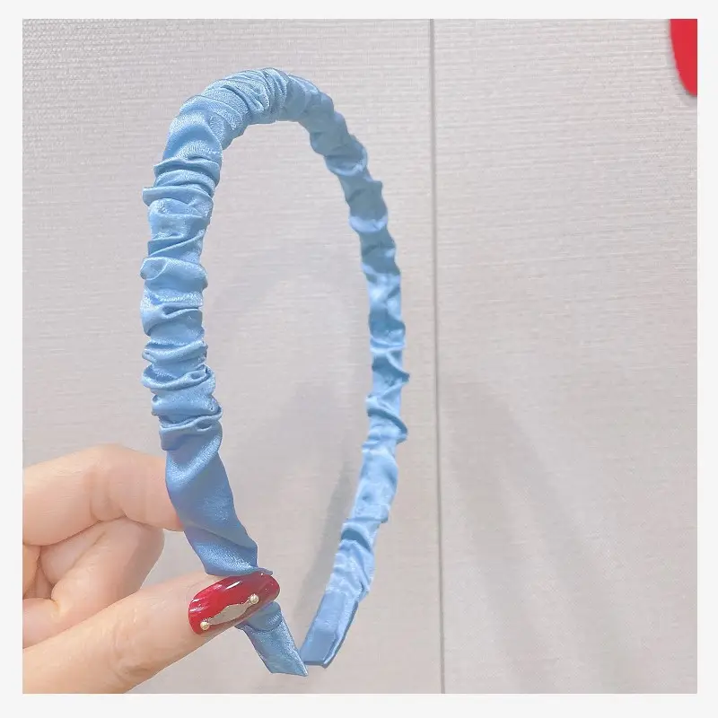 Women's Korean Style Satin Pleated Hair Hoop Green