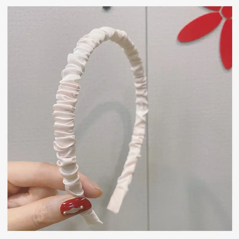 Women's Korean Style Satin Pleated Hair Hoop Green