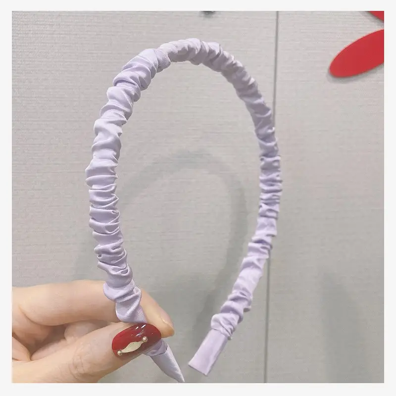 Women's Korean Style Satin Pleated Hair Hoop Green