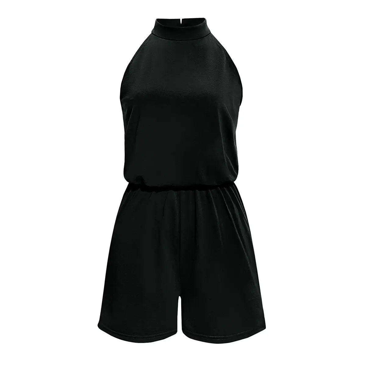 2021 Halter Off-Shoulder Button Jumpsuit Shorts Set — feature 5