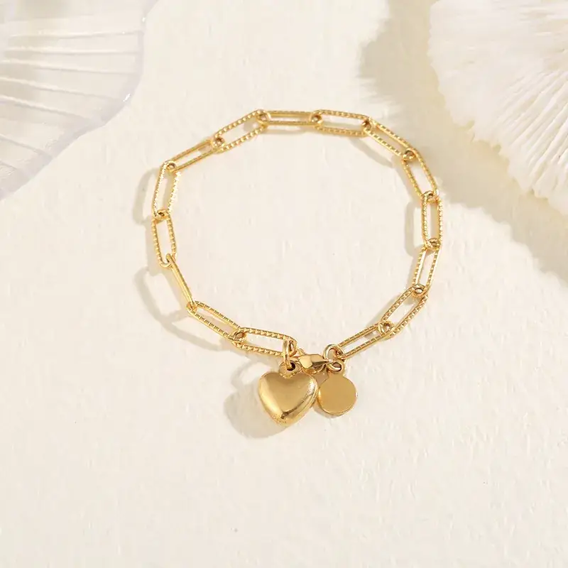 Golden Heart Pendant Bracelet for Women - Image 2