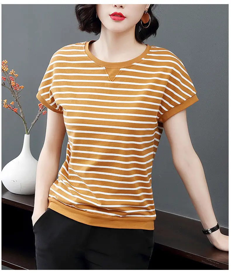 Women Striped T-Shirt Large Fit Loose Fit — feature 7