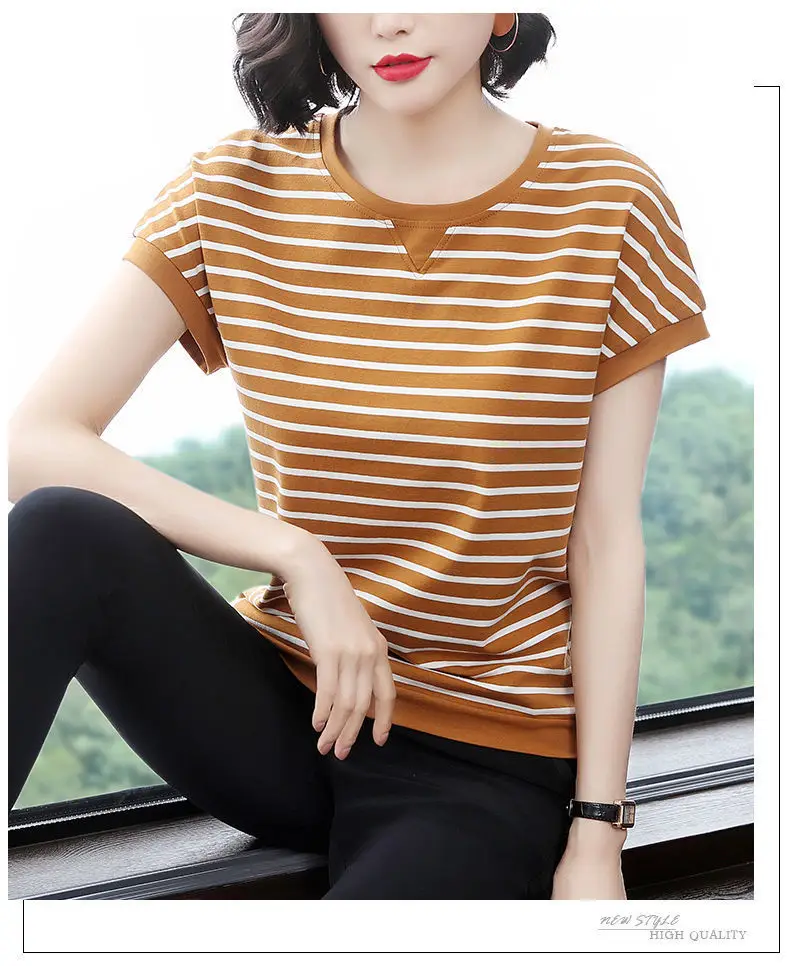 Women Striped T-Shirt Large Fit Loose Fit — feature 9