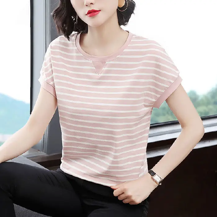 Women Striped T-Shirt Large Fit Loose Fit - Image 3