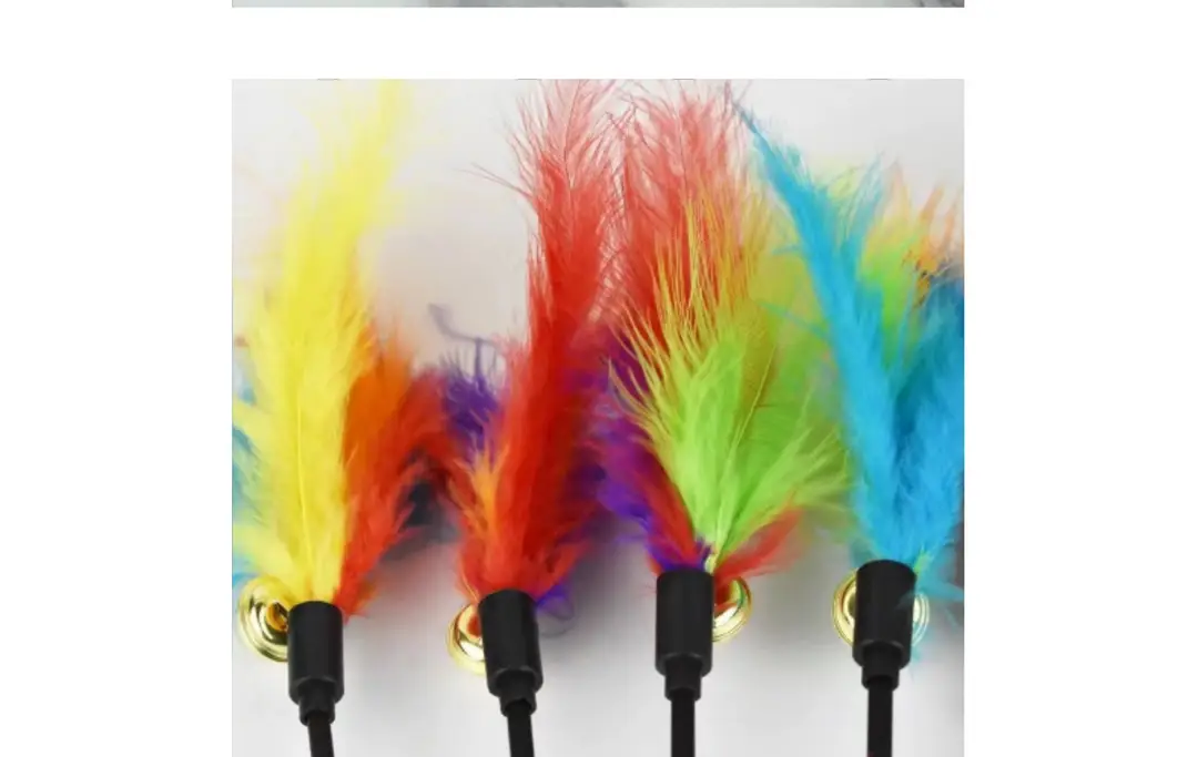 Factory wholesale funny cat stick macaron color Cat Bell feather funny cat stick supplies pet toys — feature 9