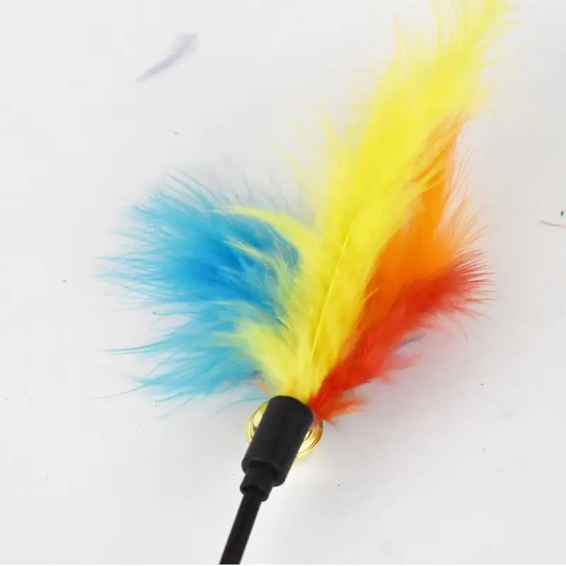 Factory wholesale funny cat stick macaron color Cat Bell feather funny cat stick supplies pet toys