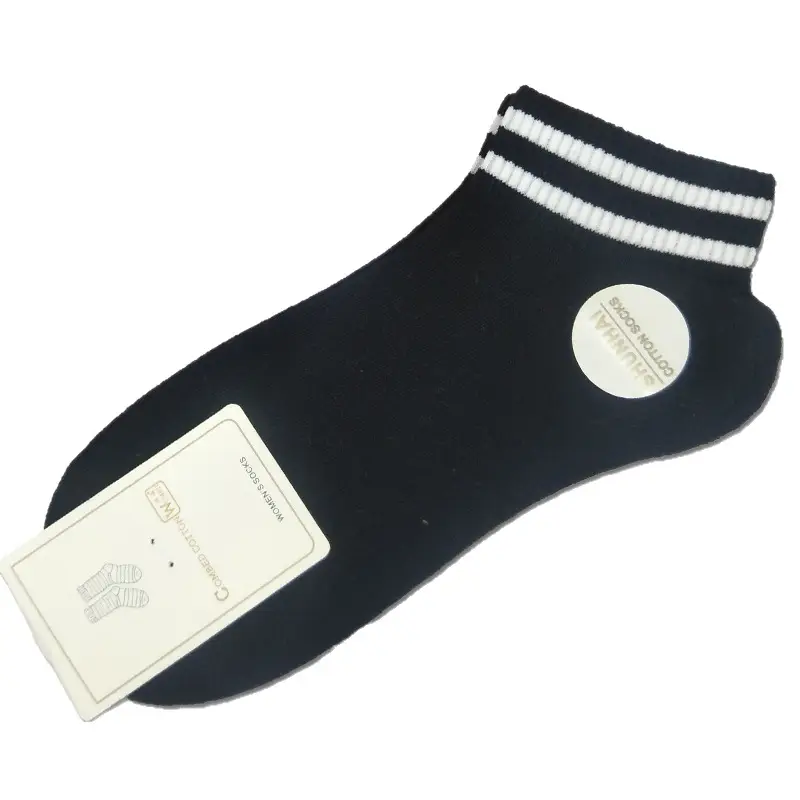 Socks Autumn and Winter New Style Hook-And-Loop Student Socks Men's and Women's Sports Socks Double-Bar Socks Low-Rise Shallow Mouth Student Socks Wholesale
