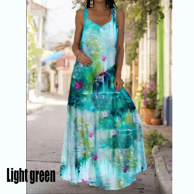 2023 Light Green 3D Swirl Tie-dye Dress - Image 11