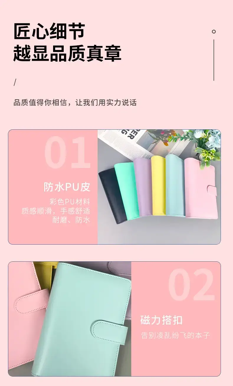 White PU Leather Heart Macaron A5 Travel Notebook — feature 10