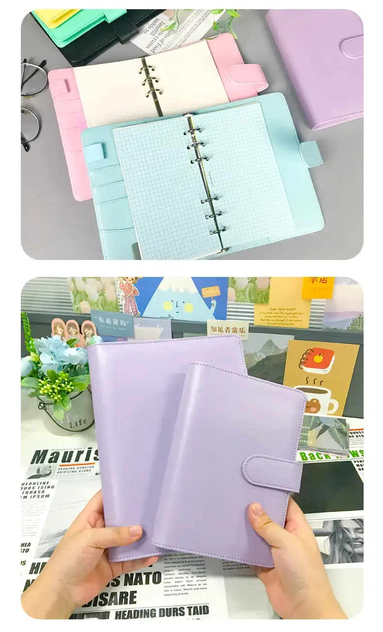White PU Leather Heart Macaron A5 Travel Notebook — feature 16