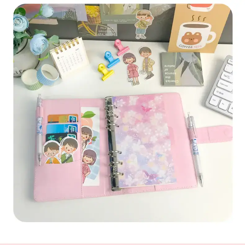White PU Leather Heart Macaron A5 Travel Notebook — feature 17