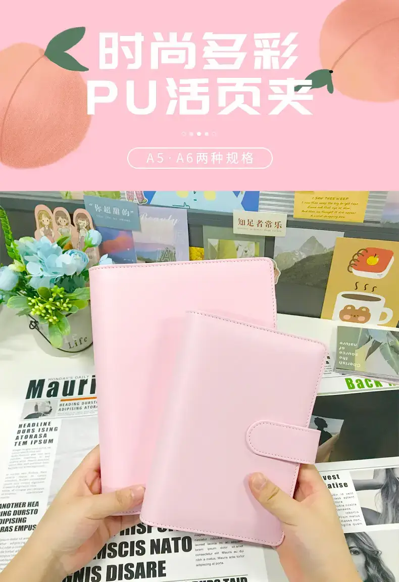 White PU Leather Heart Macaron A5 Travel Notebook — feature 4