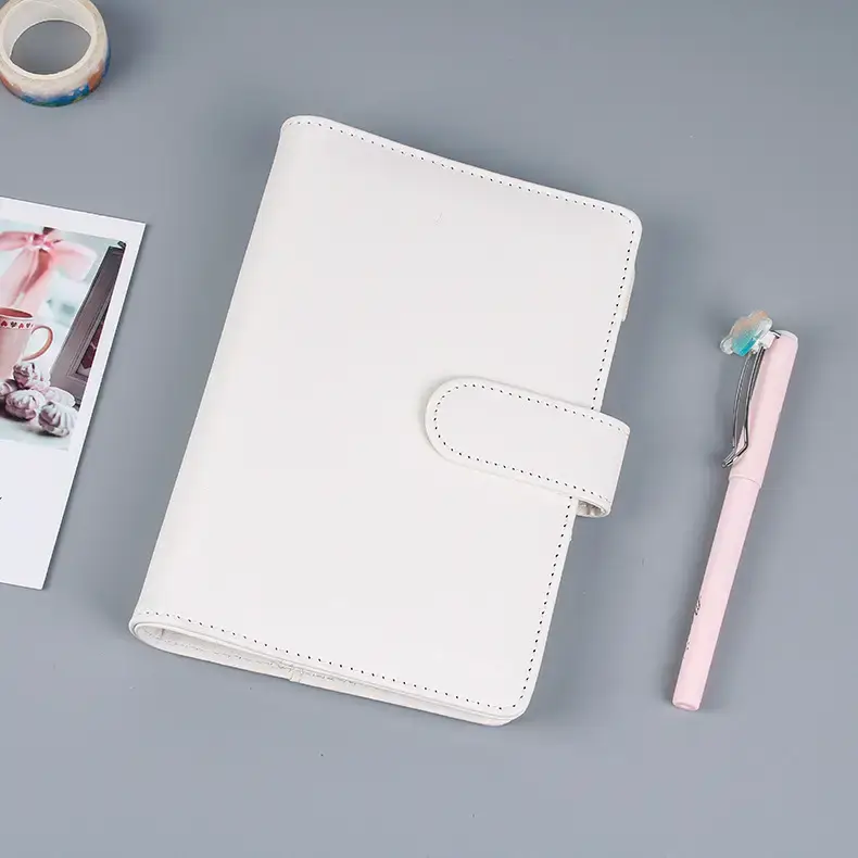 White PU Leather Heart Macaron A5 Travel Notebook - Image 7